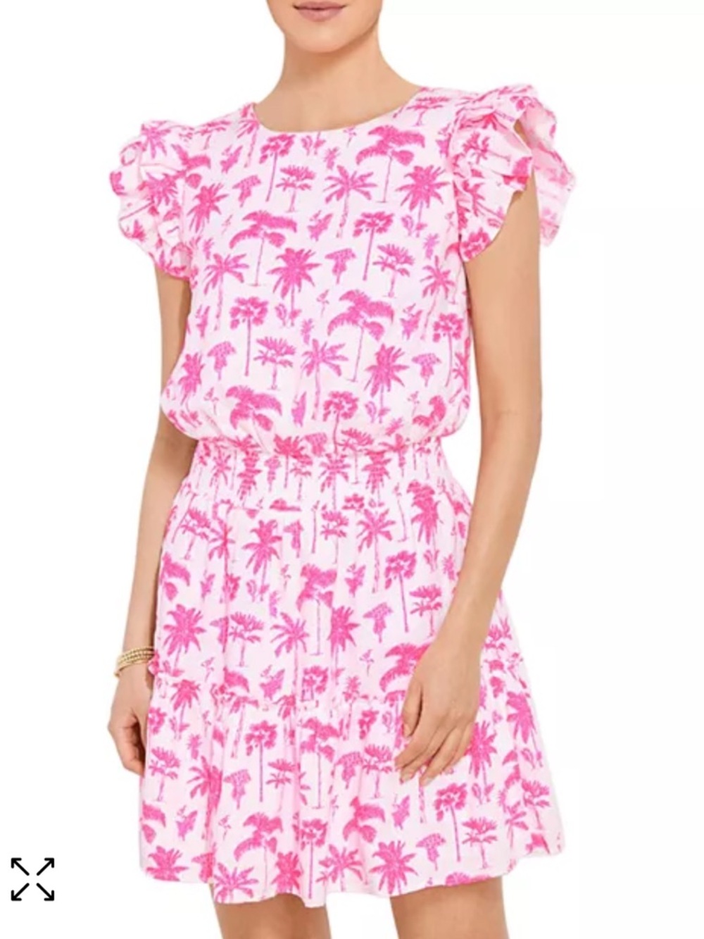 Vineyard Vines Palm Tree Smocked Linen Dress Pink White Size  Small